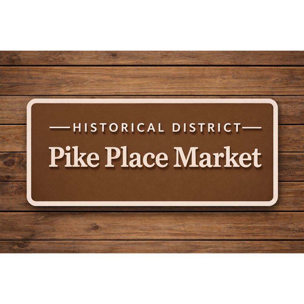 Pike Place Market Historical District Road Sign Seattle Washington Public Market